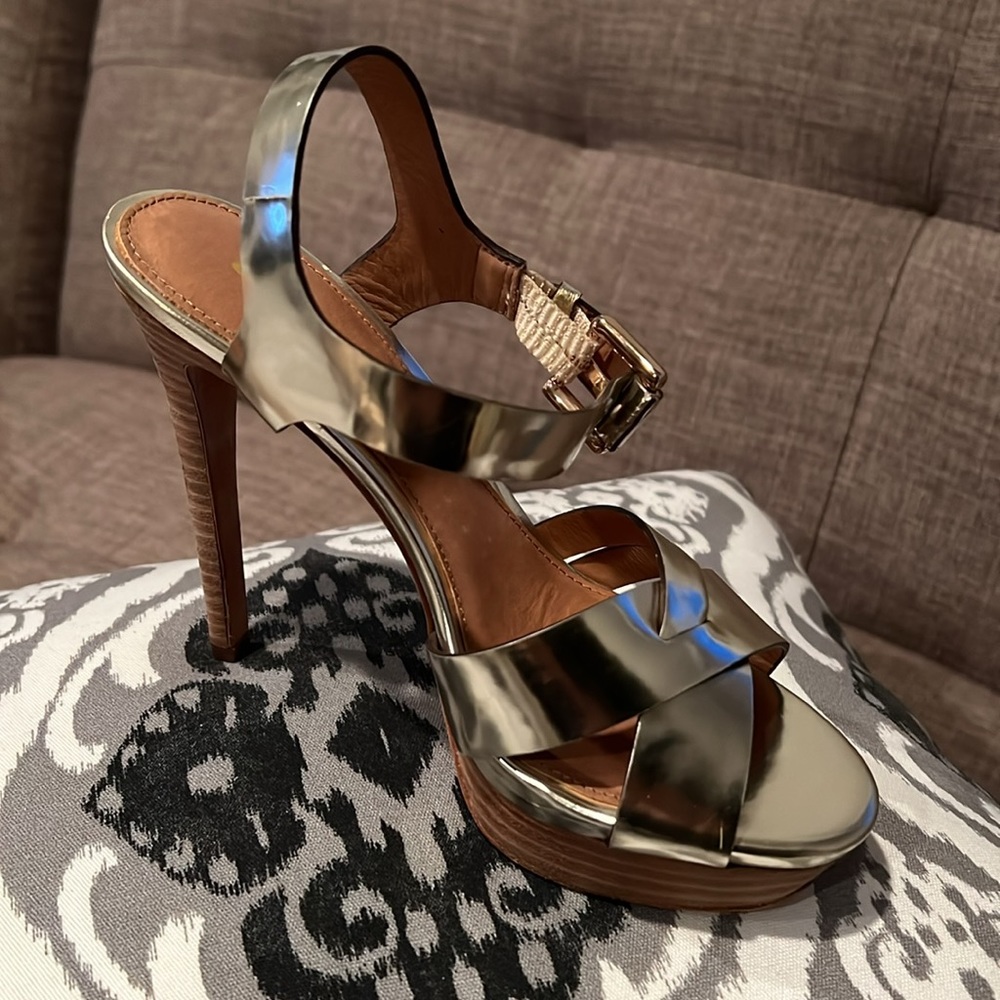 Coach Platform Metallic Gold Heels Pumps